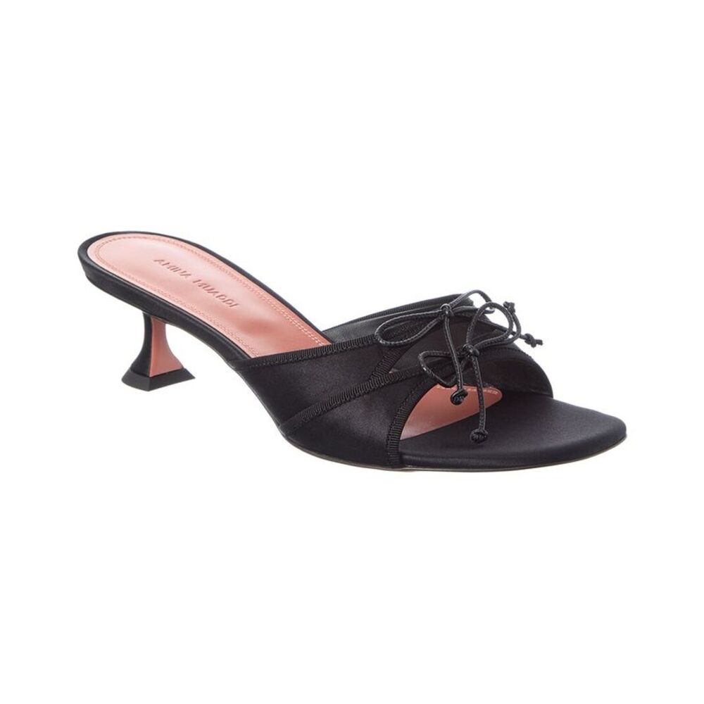 Amina Muaddi Eleonora Satin Sandal, Black